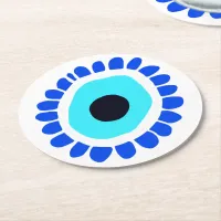 Evil Eye Ancient Greek Turkish Lucky Symbol Round Paper Coaster