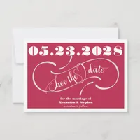 Elegant Handwritten Monogram QR Code Magenta Photo Save The Date