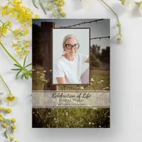 Wooden Fence Post Wildflowers Celebration of Life Invitation