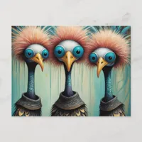 Adorable Trio of Funny Birds Postcard