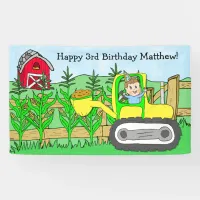 Personalized Boy's Farm Themed Birthday Party Banner