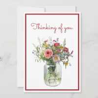 Thinking of You Watercolor Flowers in a Jar