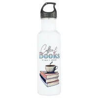 Vintage Books and Coffee is All I Need   Stainless Steel Water Bottle