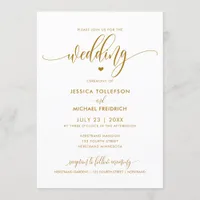 Modern Fun Wedding Typography Gold Invitation