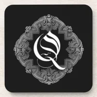 Elegant Goth Initial Q Coaster