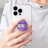 Sparkly Purple Glitter Silver Foil Monogram PopSocket