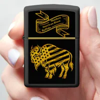 Patriotic Gold Bison Design Zippo Lighter