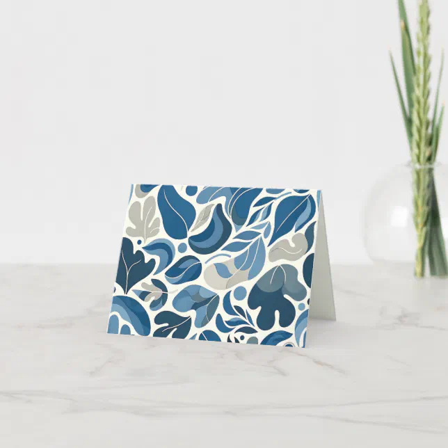 Modern Organic Blue Blob Shape Pattern Abstract  Thank You Card
