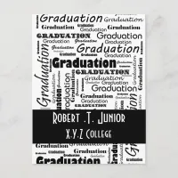 mod typography black white Graduation Invitation