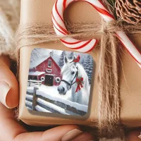 Beautiful Holiday Horse with Cardinal  Square Sticker