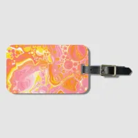 Pink and Orange Fluid Art Luggage Tag