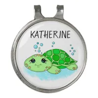 Personalized Cute Turtle Cartoon Name  Golf Hat Clip