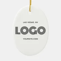 White and Black Modern Logo Ceramic Ornament