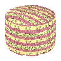 Cactus Brights Yellow Stripe Round Pouf