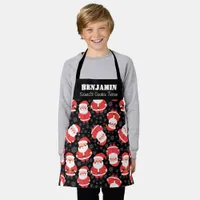 Santa's Cookie Tester Boys Black Patterned Apron