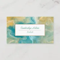 Teal and Brown Marble Swirls Business Card