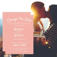 Change the Date Wedding Postponed Minimalist Pink Save The Date