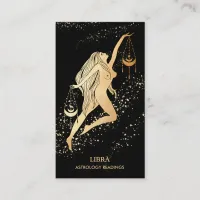 *~* LIBRA Zodiac Astrology Reading Gold  Black Business Card