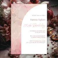 Budget Rose Gold Elegant 50th Birthday Party Invitation