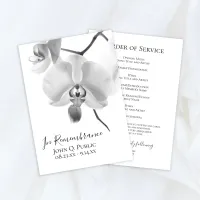 Black and White Orchids on Stem Funeral Service Program