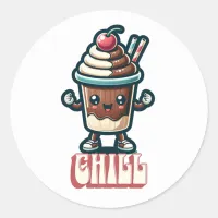 Chill Chocolate Milkshake Pun  Classic Round Sticker