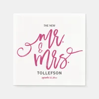 Modern Wedding Napkins | Brush Script (Magenta)