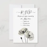 Simple Elegant Minimalism Black and White Poppies  Invitation