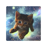 Kitten Running In Space  Metal Print