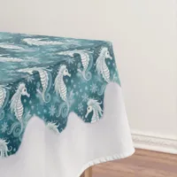 Coastal Christmas Seahorse & Snowflakes #13 ID1009 Tablecloth