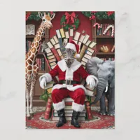 Santa Zebra,Giraffe, and Elephant Postcard