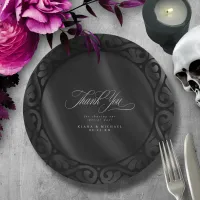 Gothic Black Scrollwork & Satin Wedding ID866 Paper Plates