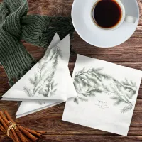 Rustic Winter Wedding Boughs Forest Green ID1049 Paper Dinner Napkins