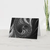 Modern Fractal Black White Nautilus Golden Ratio Card