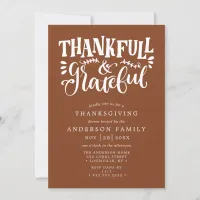 Thanksgiving Thankful & Grateful Fall Dinner Invitation