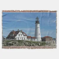 Portland Head Lighthouse Maine Throw Blanket