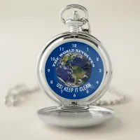 World Revolves Around Us Keep It Clean Awareness Pocket Watch