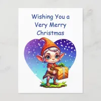 Cute Personalized Christmas Elf Postcard