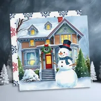 Cute Whimsical Snowman in the Front Yard Christmas