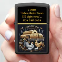 Caring for Cochin Chickens at a Farm in Autumn Zippo Lighter