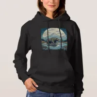 Bear, Mountains, Lake, Full Moon Ai Art Hoodie