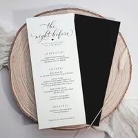 Elegant Calligraphy Wedding Rehearsal Dinner Menu