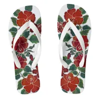 Flip Flops - Red Hibiscus Blossoms