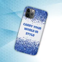 Blue Glitter on White - simple | iPhone 11 Pro Case