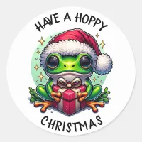 Have a Hoppy Christmas | Frog Pun Classic Round Sticker