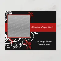 elegant red photo Graduation Invitation