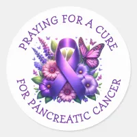 Praying for a Cure for Pancreatic Cancer Classic Round Sticker