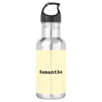 Stylish Minimalist Simple Yellow Personalized Name Stainless Steel Water Bottle