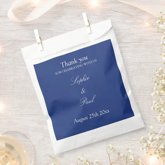 Elegant Dark Blue Wedding Thank You Favor Bags