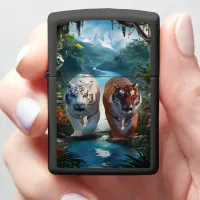 Bengal Tigers in the Jungle Stream Zippo Lighter