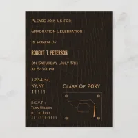 classy brown leather Graduation party Invitation